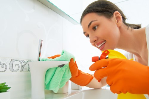 Staff member reviewing safe working conditions before cleaning